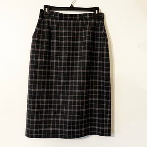 Pendleton | Plaid 100% Wool Pencil Skirt Size 8 Pink/ Grey/ White Vintage